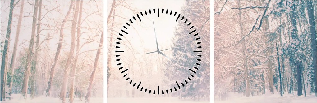 Obraz - Widok na las (z zegarem) (90x30 cm)