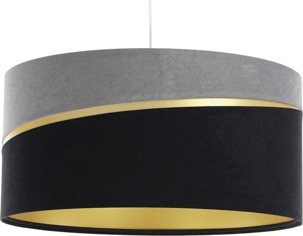 Szaro-czarna lampa wisząca z welurowym abażurem - A338 A8-D87