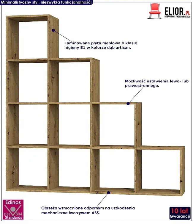 Regał schodkowy Maleo 5X - dąb artisan