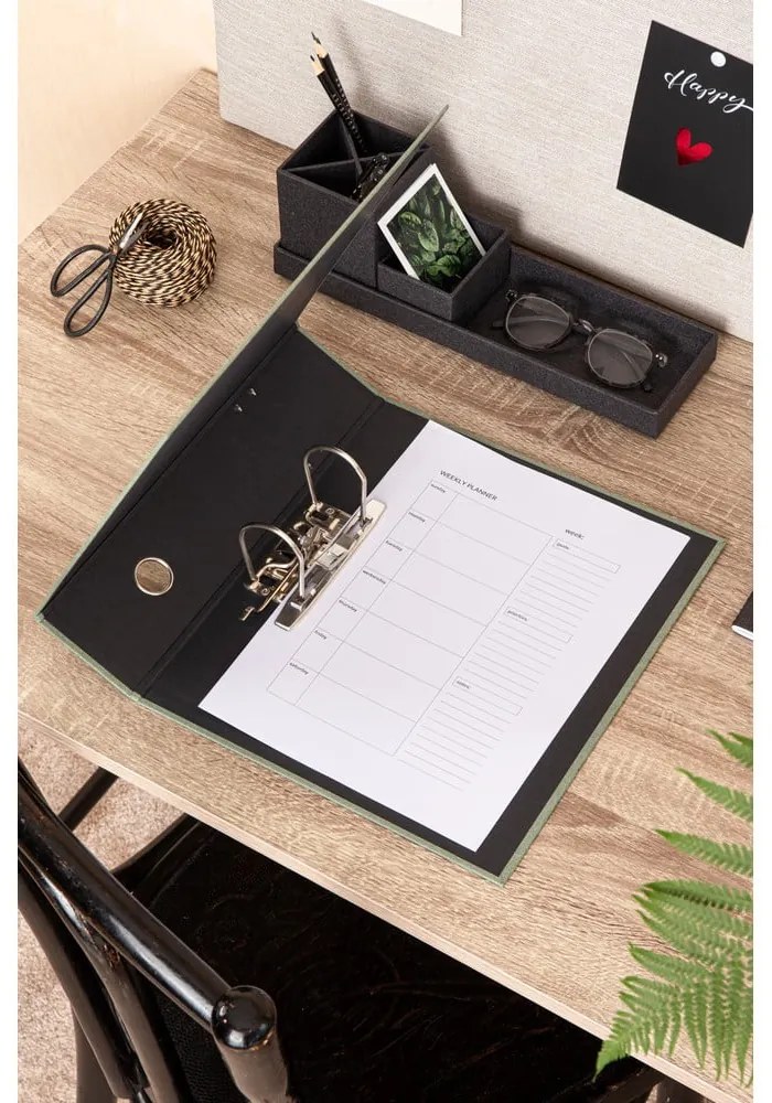 Zielony kartonowy organizer na dokumenty Archie Canvas Paper Laminate – Bigso