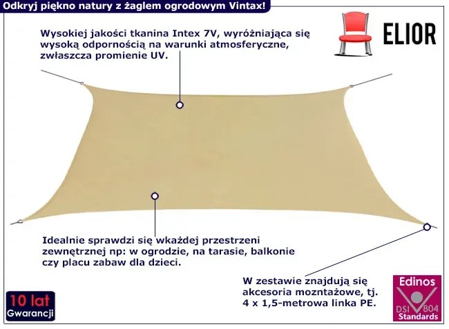 Beżowy żagiel przeciwsłoneczny - Gusi