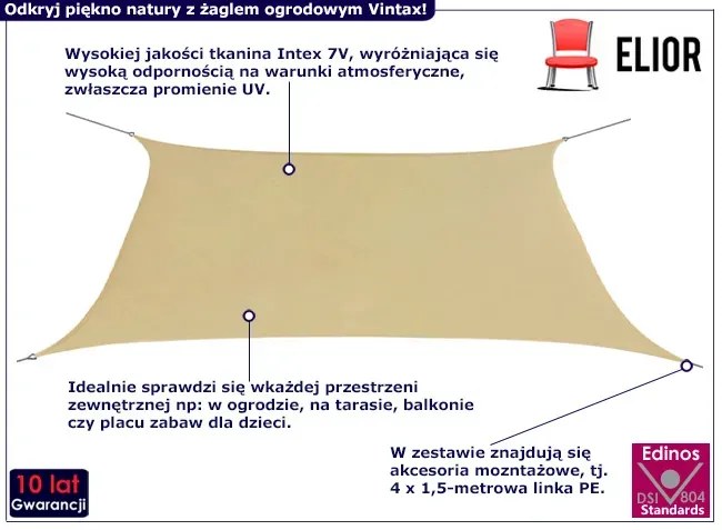 Beżowy żagiel przeciwsłoneczny - Vintax