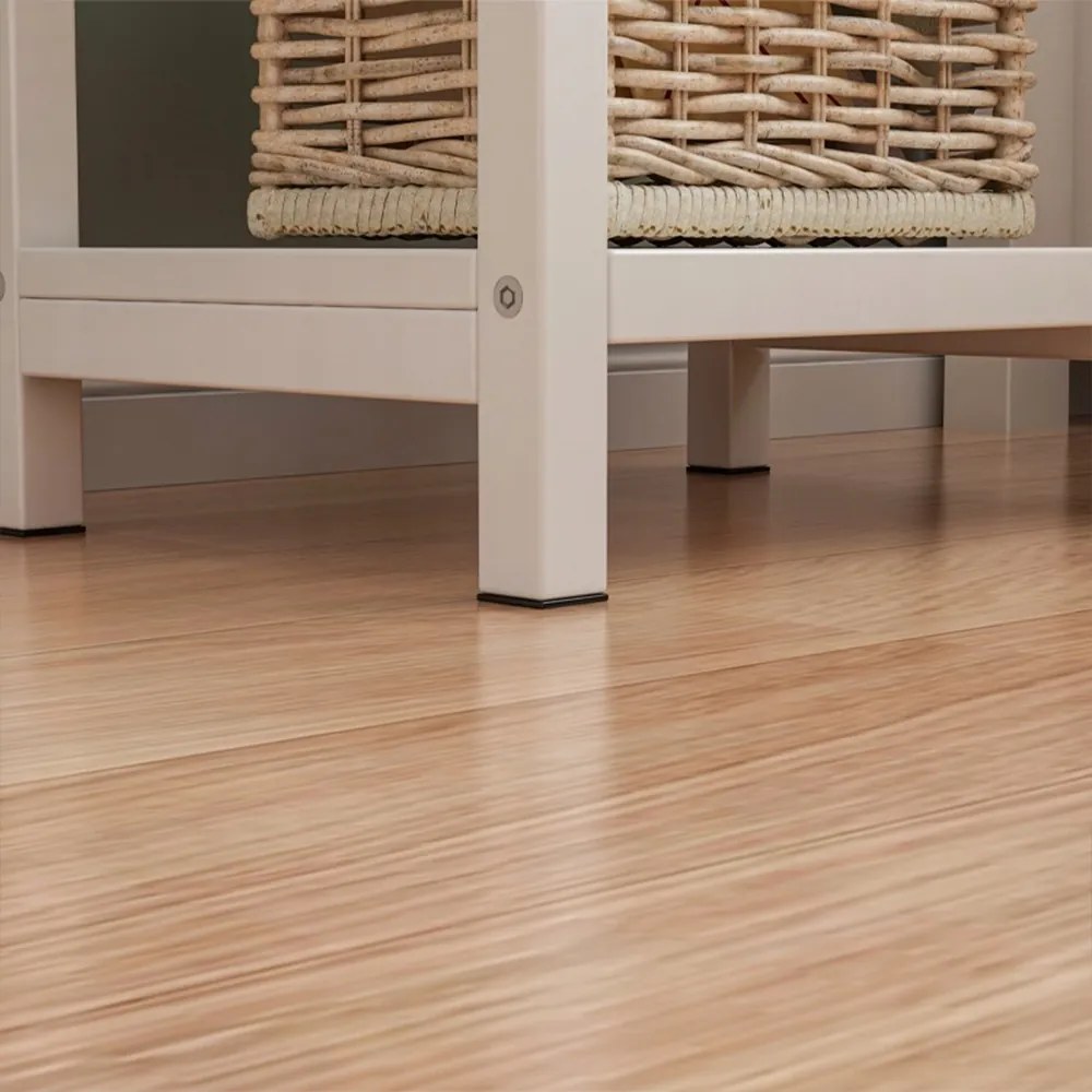 Biała szafka nocna z szufladą i 2 półkami – styl loftowy, MDF, 45x68x30 cm