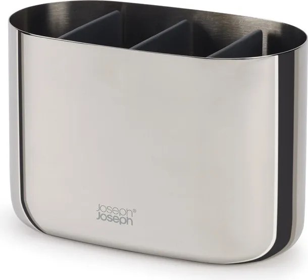 Stojak na szczoteczki do zębów ze stali nierdzewnej w kolorze srebra z połyskiem EasyStore Luxe – Joseph Joseph
