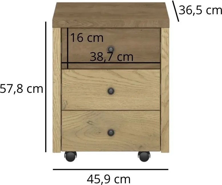 Kontenerek loft z szufladami dąb cremona + dąb lefkas E4-N45