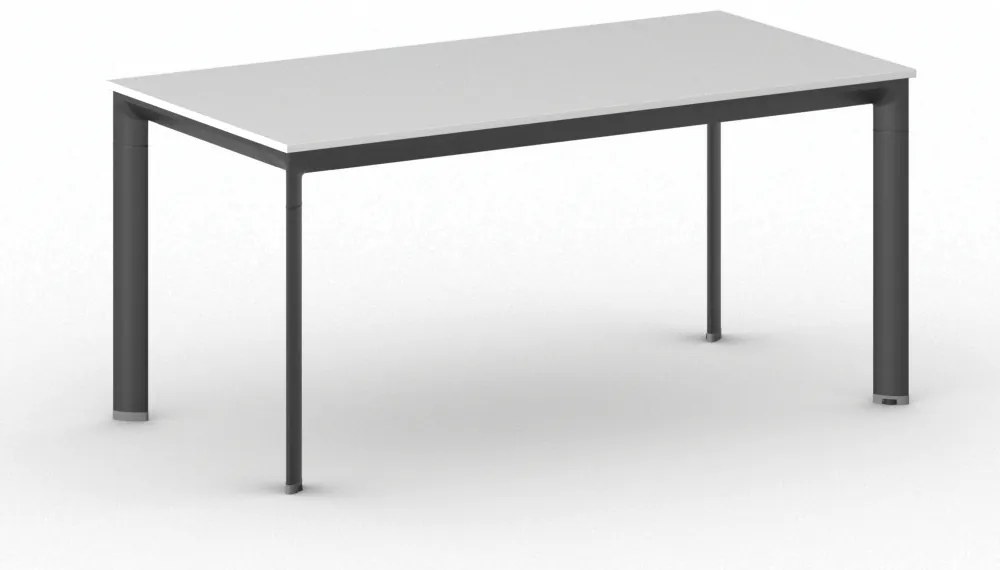 Stół konferencyjny do biura PRIMO INVITATION, 160x80 cm, czarna podstawa, biały