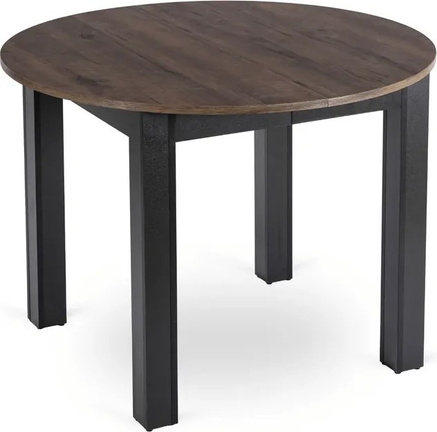 Stół Okrągły Rozkładany HARRY 102-142 cm Orzech/Czarny Loft