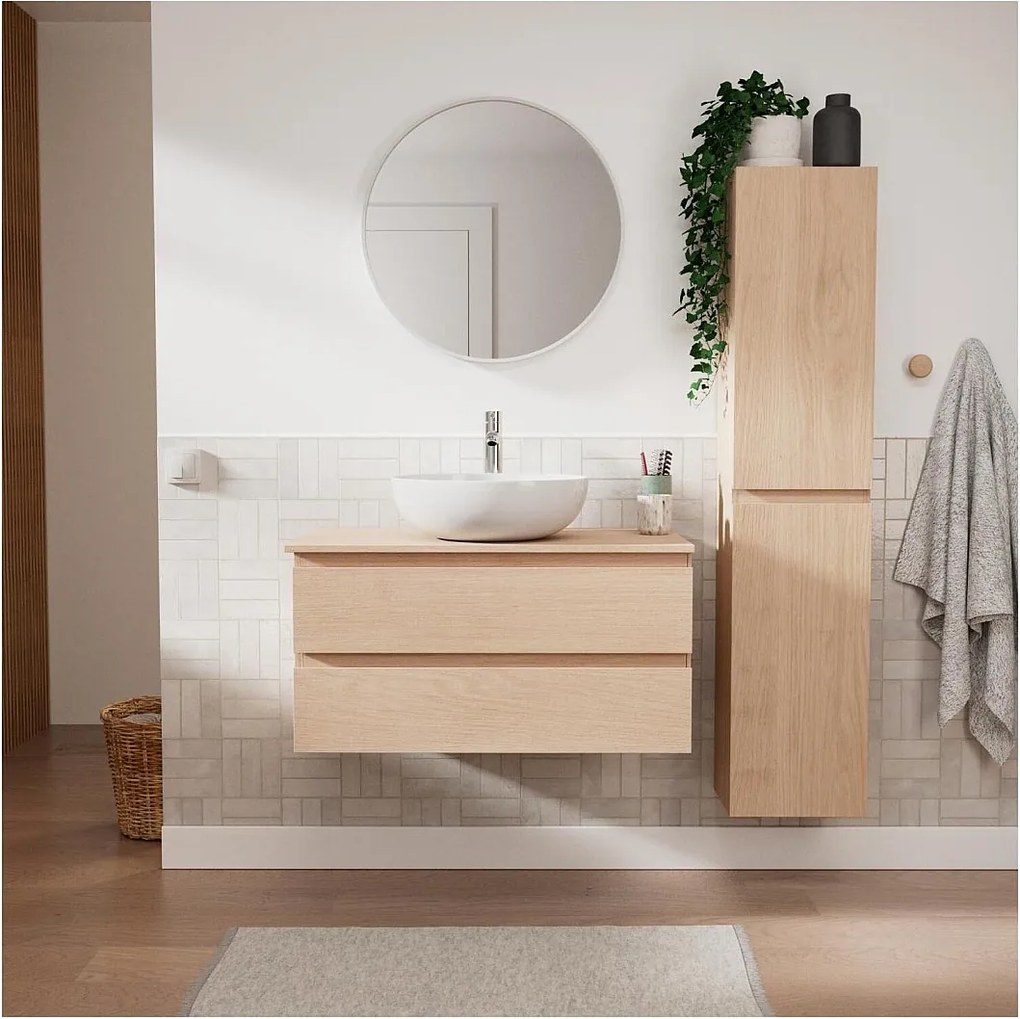 Zestaw umywalkowy 80 cm + umywalka + bateria + lustro + kolumna SORRENTO