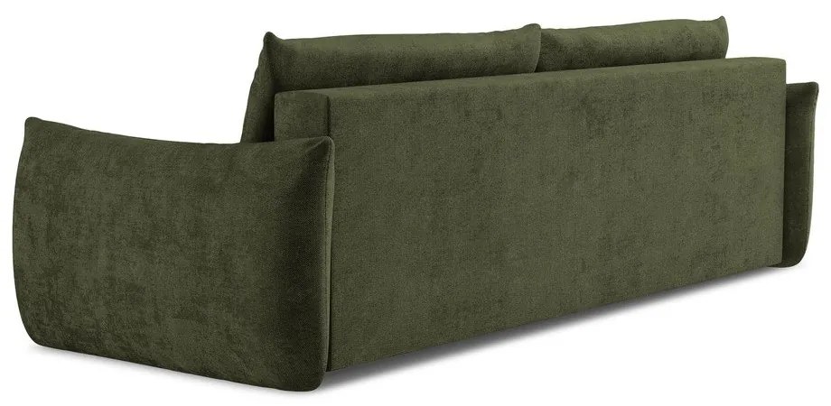 Zielona rozkładana sofa z tkaniny szenilowej 230 cm Leila – Makamii