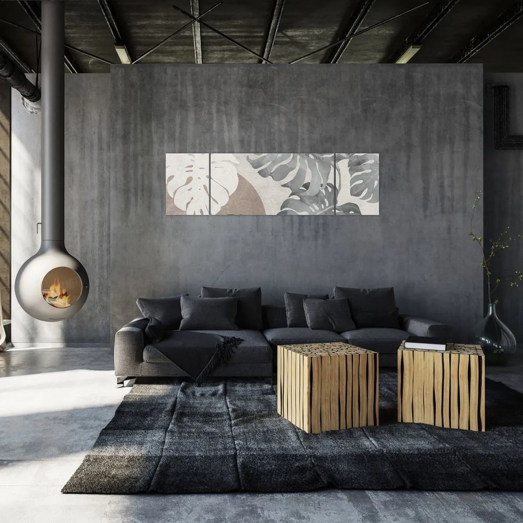 Obraz - Wzór z liśćmi (170x50 cm)