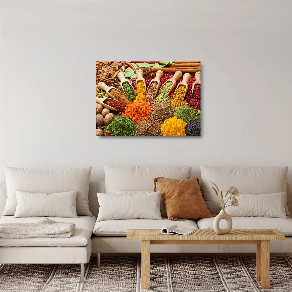 Obraz na szkle - Przyprawy z całego świata (70x50 cm)