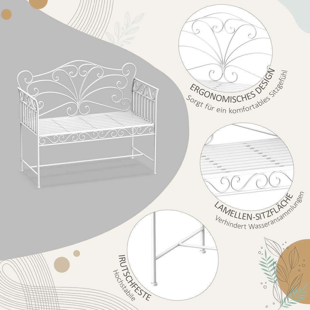 Outsunny ławka ogrodowa ławka parkowa ławka ogród meble ogrodowe 2-osobowa, metal