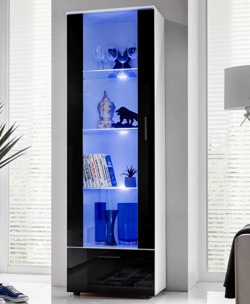 Stojąca witryna pokojowa T40 fronty w wysokim połysku