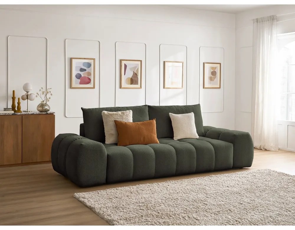 Zielona sofa z tkaniny szenilowej 278 cm Everest – Bobochic Paris