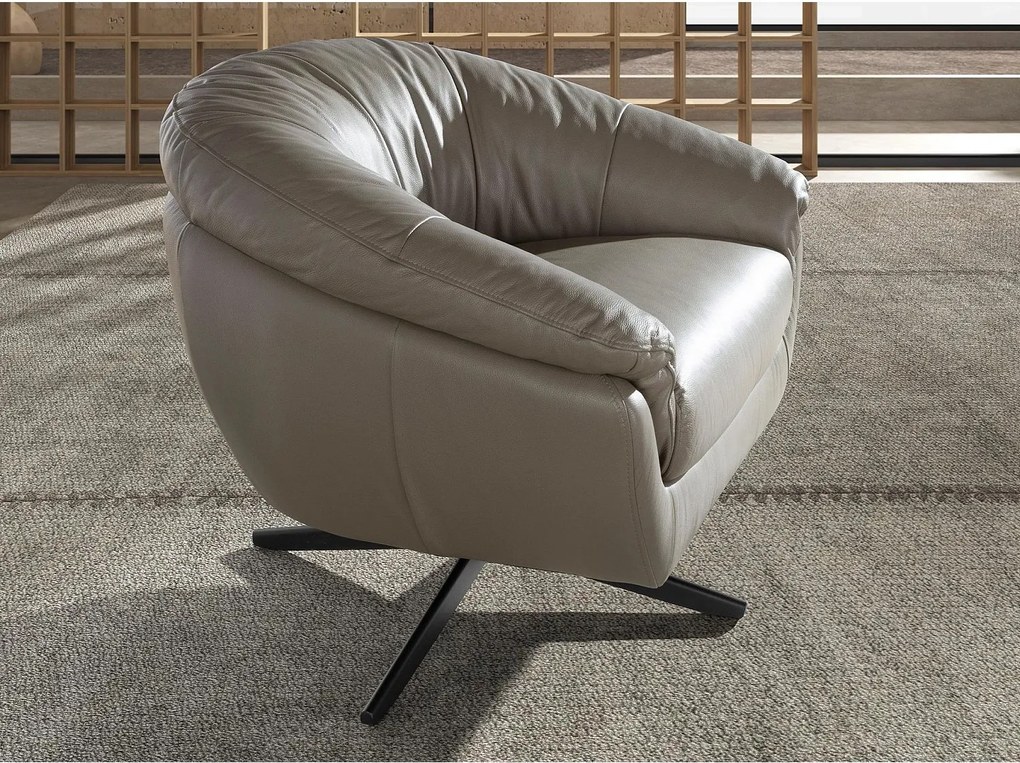 Fotel obrotowy z szarej skóry 5138 ANGEL CERDA