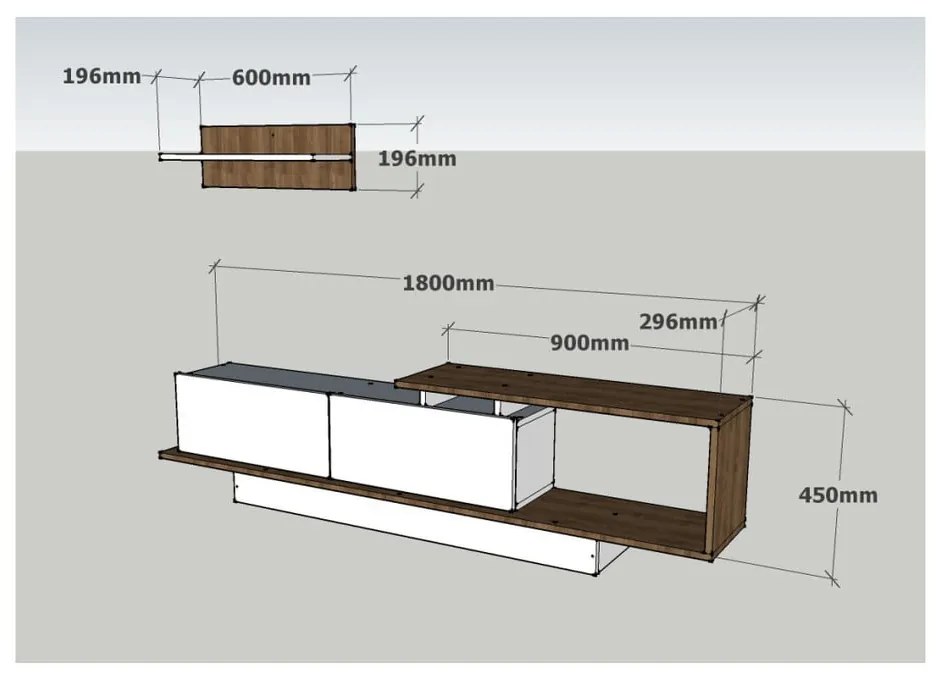 Biały zestaw pod TV 180x55 cm Asos – Woody Fashion