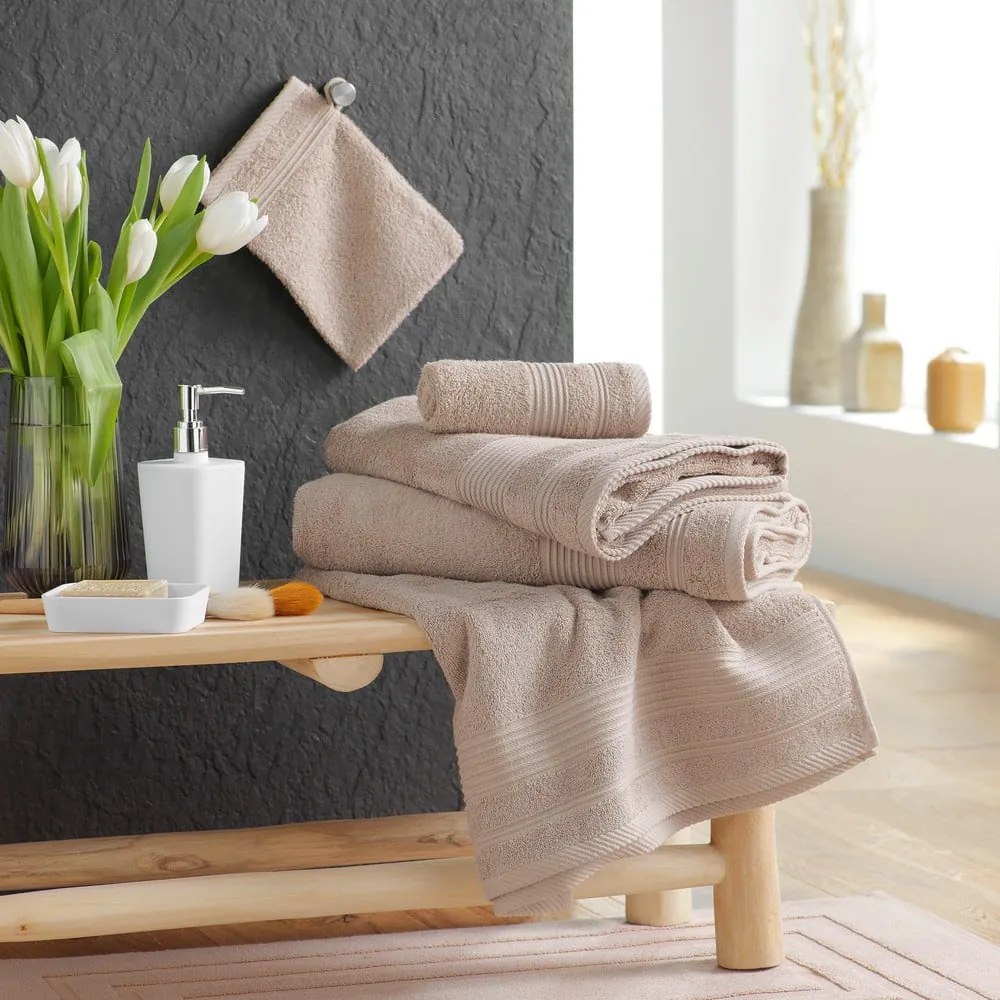 Jasnobrązowy bawełniany ręcznik frotte 30x50 cm Tendresse – douceur d'intérieur