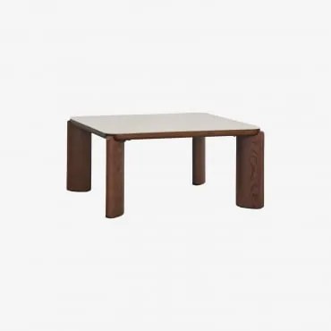 Kwadratowy Stolik Kawowy 80x80 Cm Ze Szkła Hartowanego I Mdf Nilea Kremowa Tapioca - Sklum