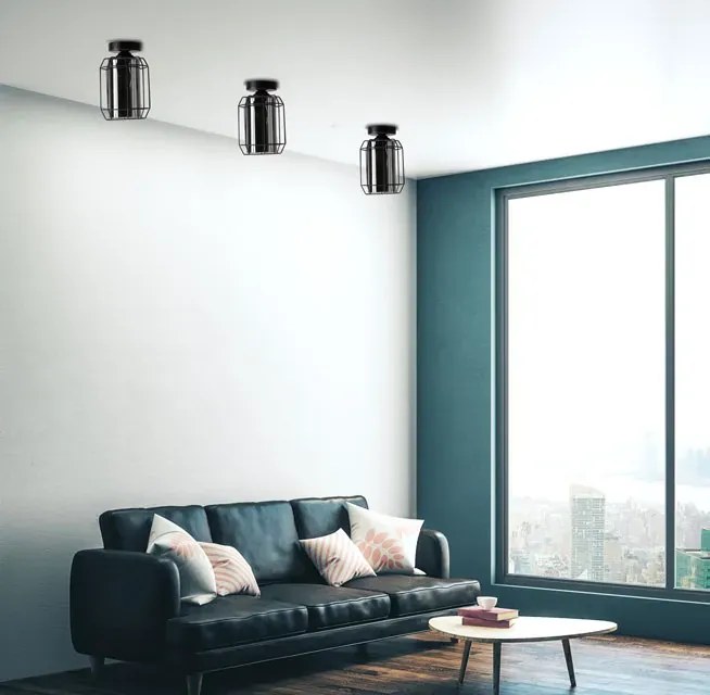 Czarna lampa sufitowa z kloszem ze szkła dymionego - 3X Z048 H5-Z81