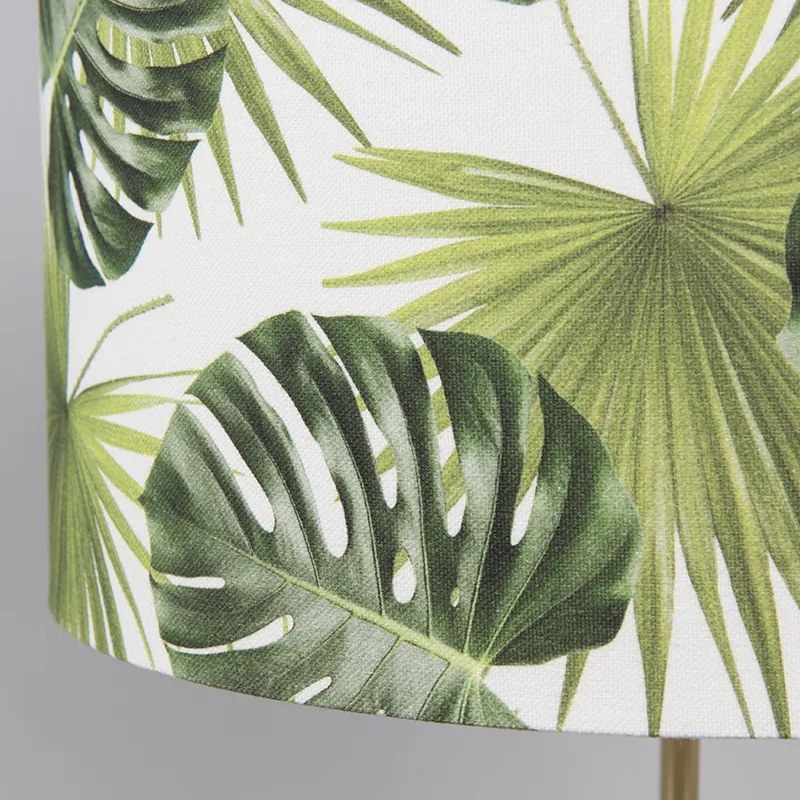 Nowoczesna lampa stołowa mosiężna z abażurem w kształcie liścia 35 cm - Kaso Nowoczesny Oswietlenie wewnetrzne