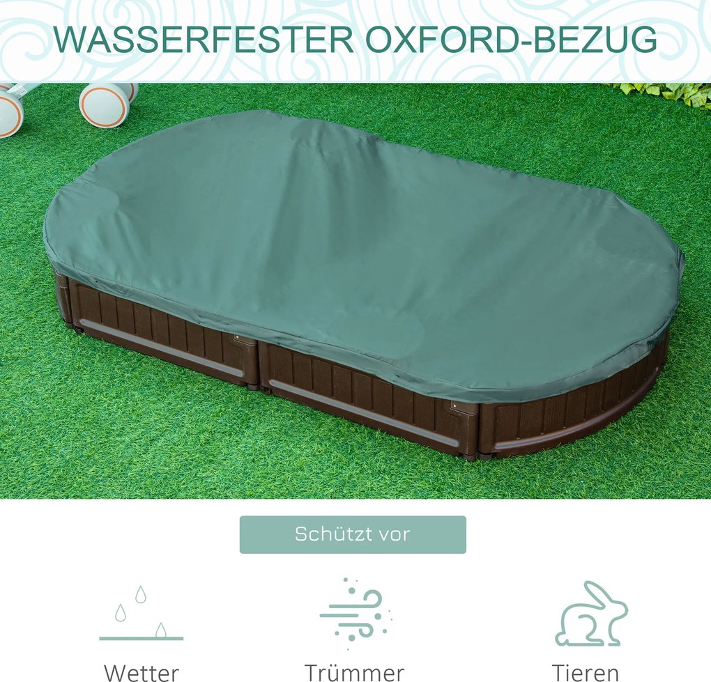 Outsunny Piaskownica z siedziskami i pokrowcem HDPE dla dzieci 3-12 lat 183x105x22 5 cm ciemnozielona | Aosom PL