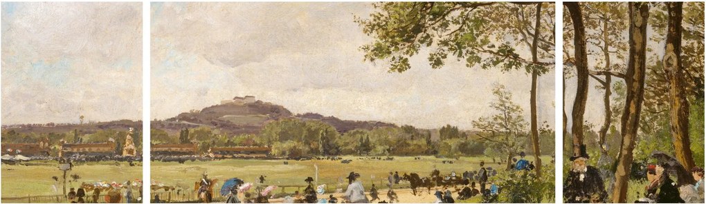 Obraz - French 19th Century, Race Course at Longchamps, reprodukcje (170x50 cm)
