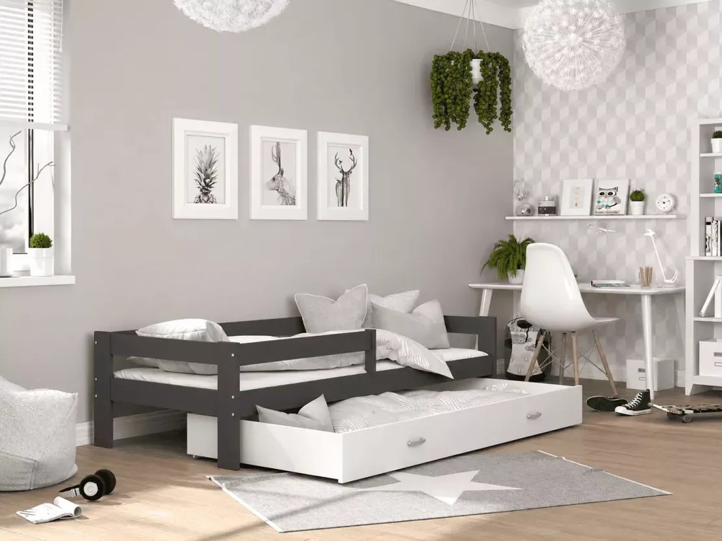 Łóżko dziecięce Tika 80x160 80x190 z barierką stelażem Flex szufladą i materacem piankowym