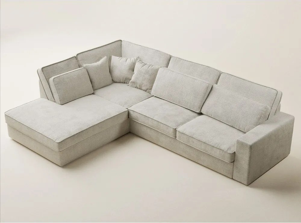 Szarobeżowy narożnik z tkaniny szenilowej (lewostronny/w kształcie litery L) Kirou – Maison de Rêve