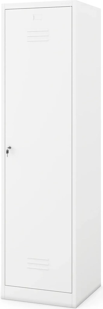 Metalowa szafa gospodarcza wąska Agnes 50x50x185 cm, biała