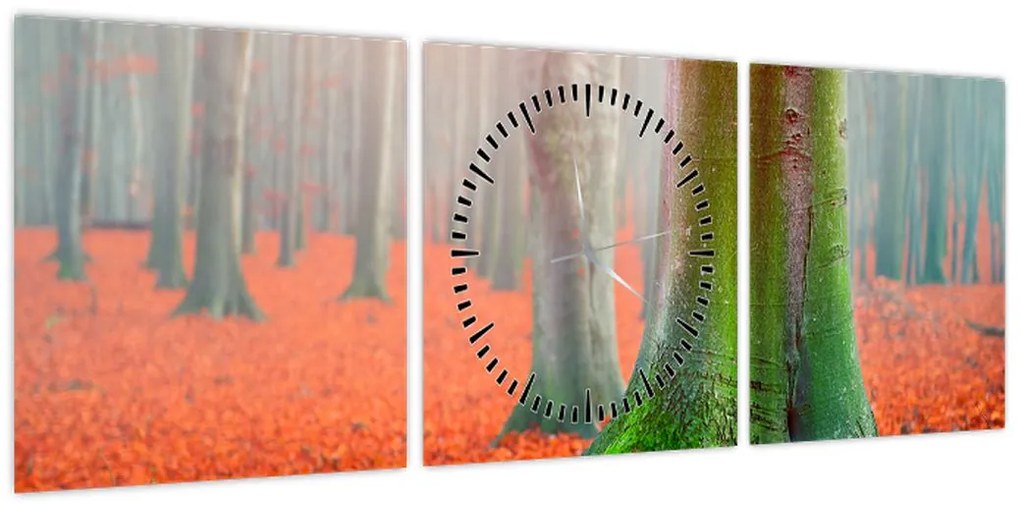 Obraz drzew (z zegarem) (90x30 cm)