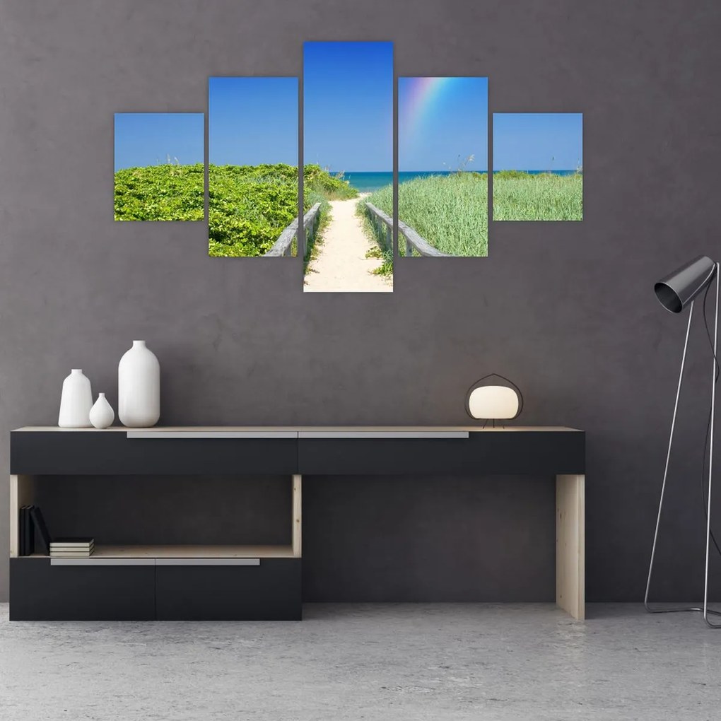Obraz - Krajobraz i tęcza (125x70 cm)