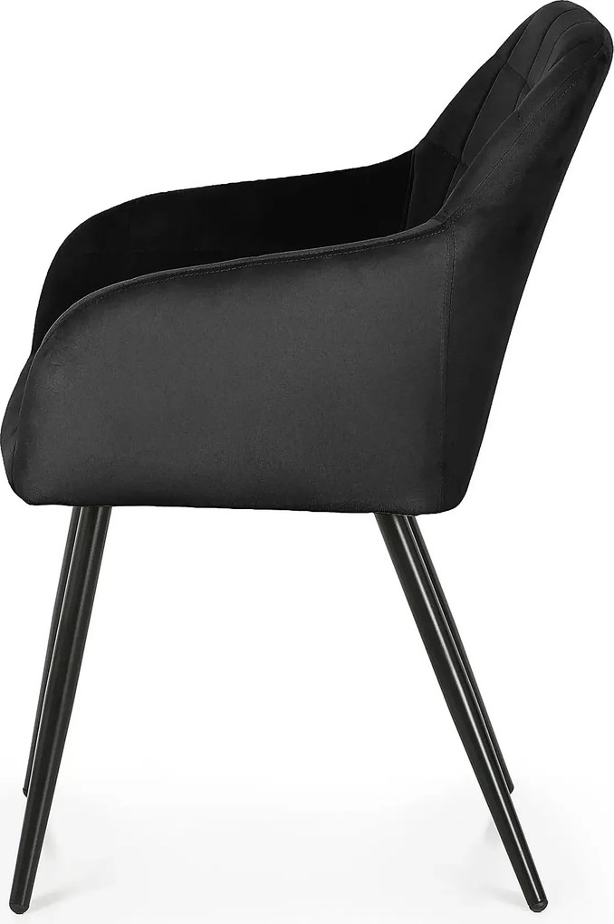 Zestaw 6 czarnych nowoczesnych krzeseł welurowych K4-S76