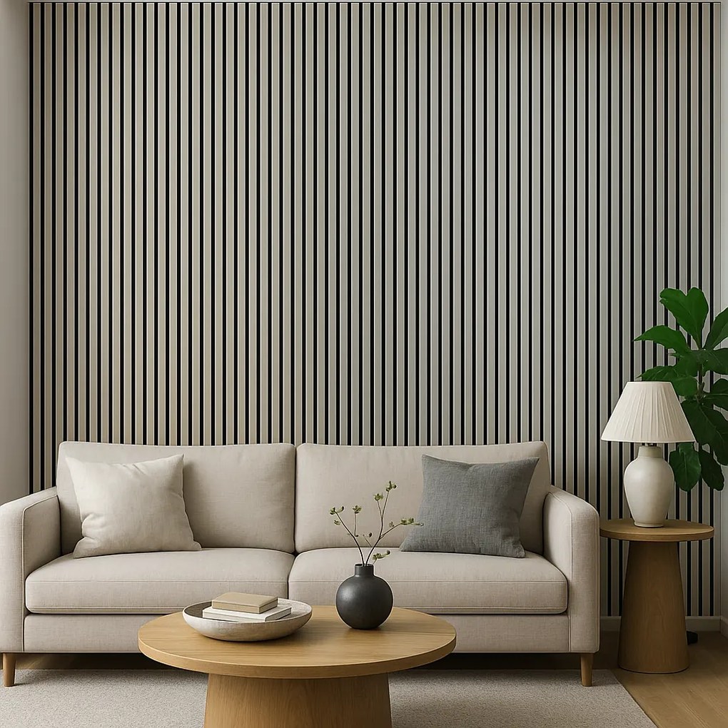 Dekoracyjny panel akustyczny, 2400 x 600 mm, czarny / beżowy