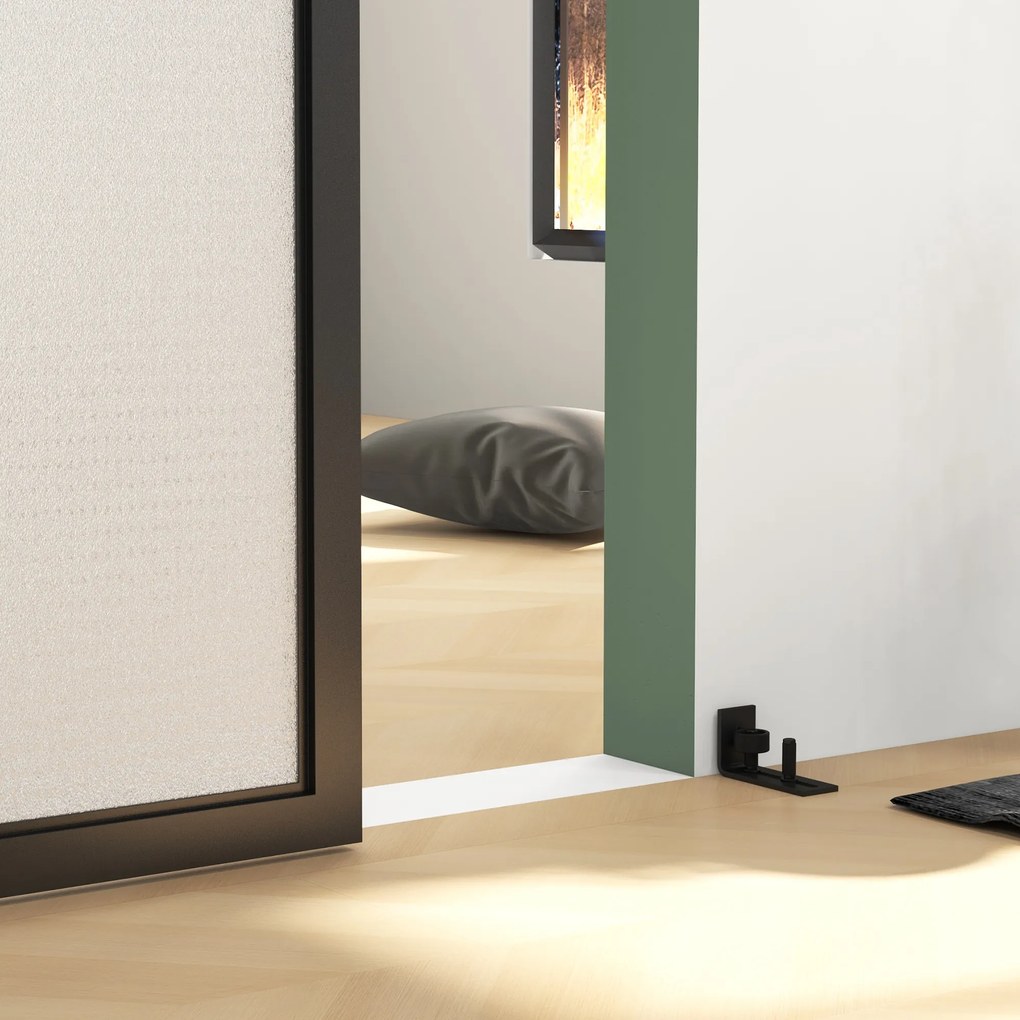 HOMCOM Zestaw do drzwi przesuwnych, ciche i płynne przesuwanie, do ścian drewnianych i betonowych, 183cm, stal, czarny