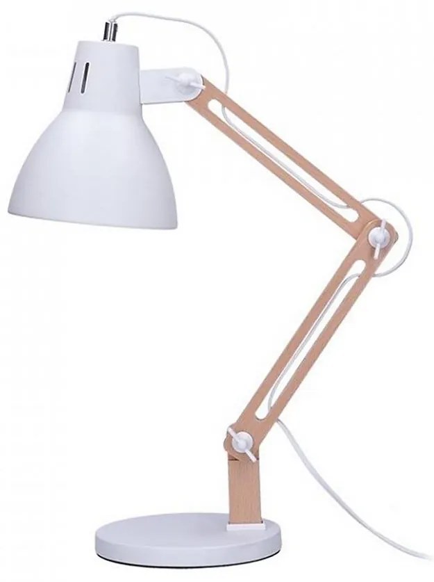 Solight WO57-W − Lampa stołowa FALUN 1xE27/25W/230V biała/dąb