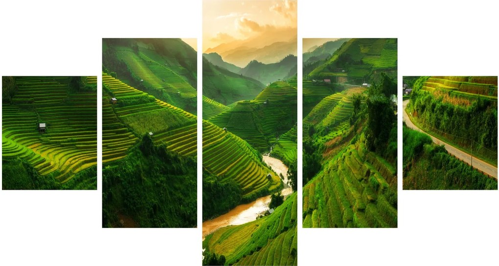 Obraz - Tarasy ryżowe Mu Cang Chai (125x70 cm)