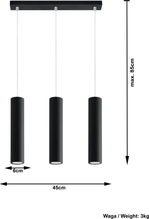 Czarna metalowa lampa wisząca Castro – Sollux