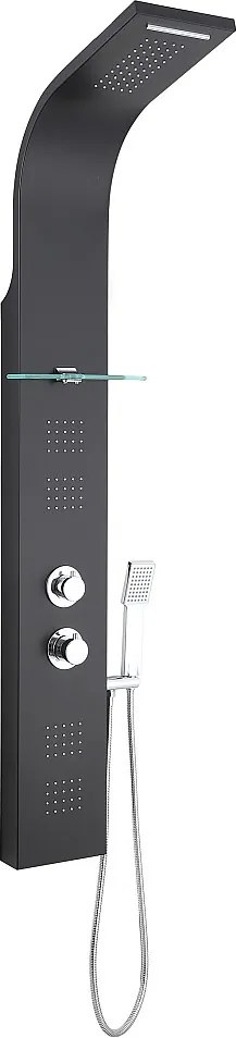 Kolumna prysznicowa z hydromasażem termostatycznym - Czarny Matowe - G45 x W150 cm JOSTA