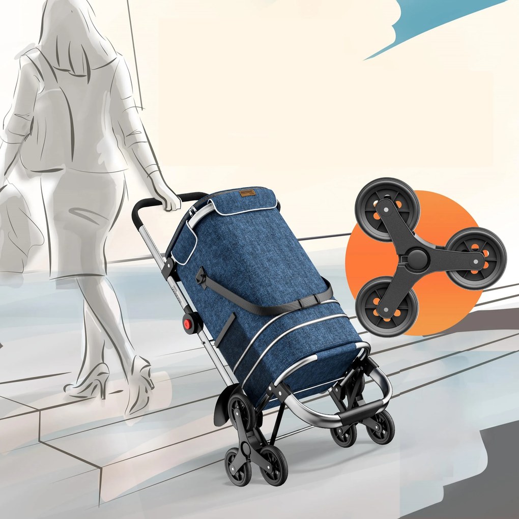 Torba na zakupy na kółkach do schodów COMFORT, 50l, niebieska Monzana