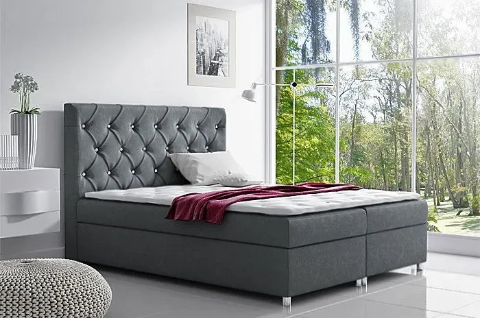 Duże łóżko z pikowanym zagłówkiem Active 160x200 - 44 kolory
