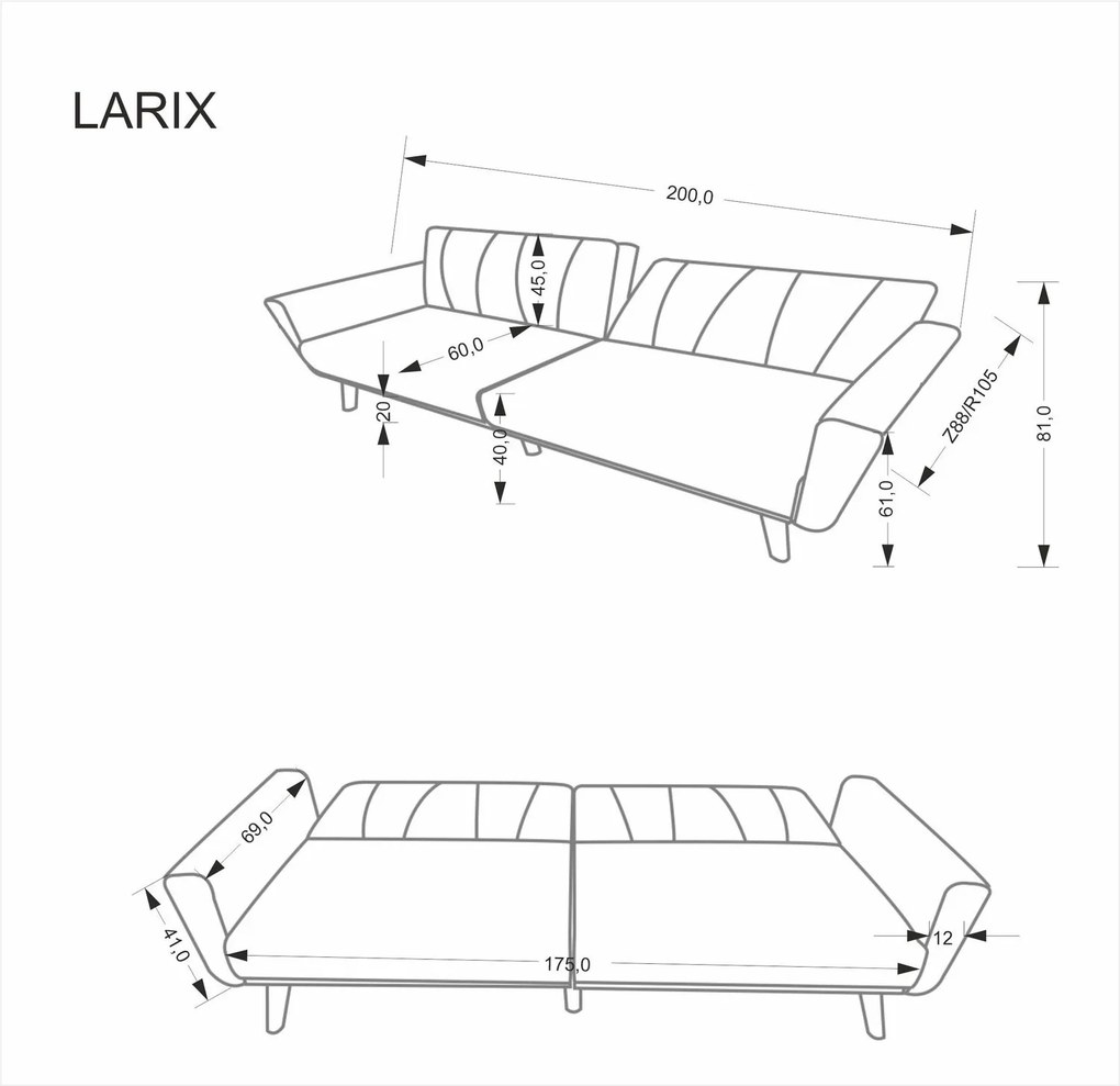 Rozkładana popielata kanapa Larix Halmar