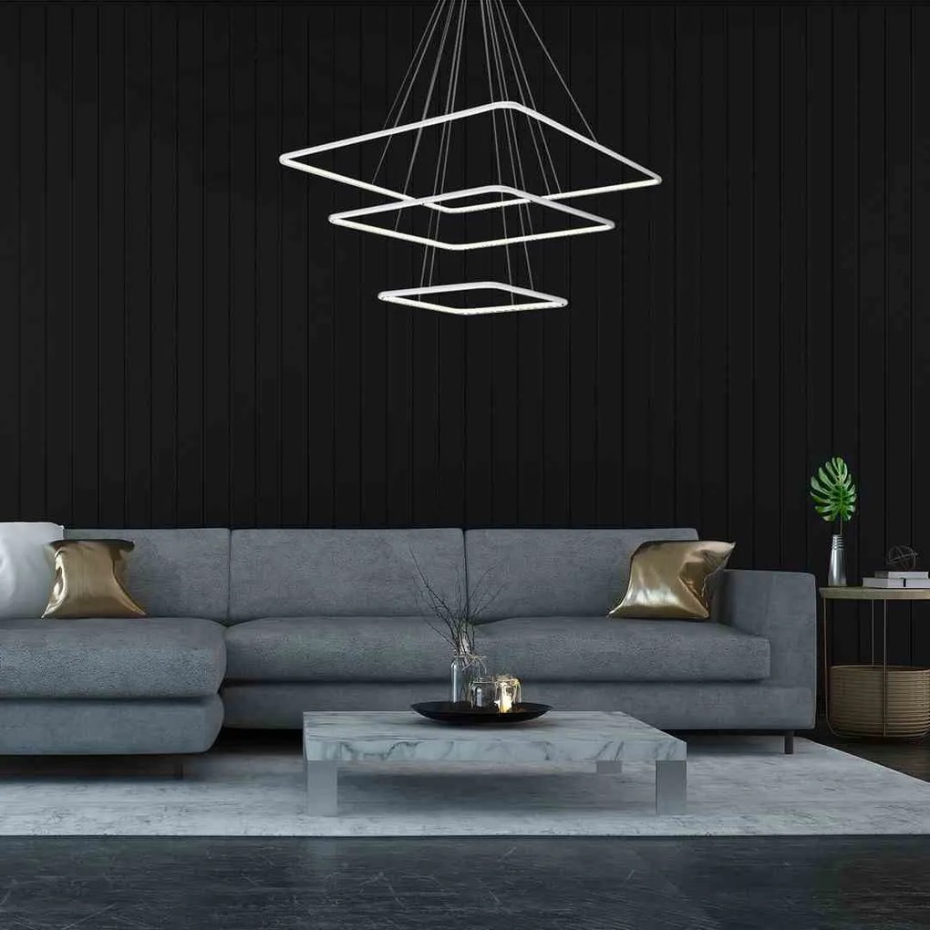 LAMPA WISZĄCA nowoczesna geometryczna biała NIX WHITE 117W LED