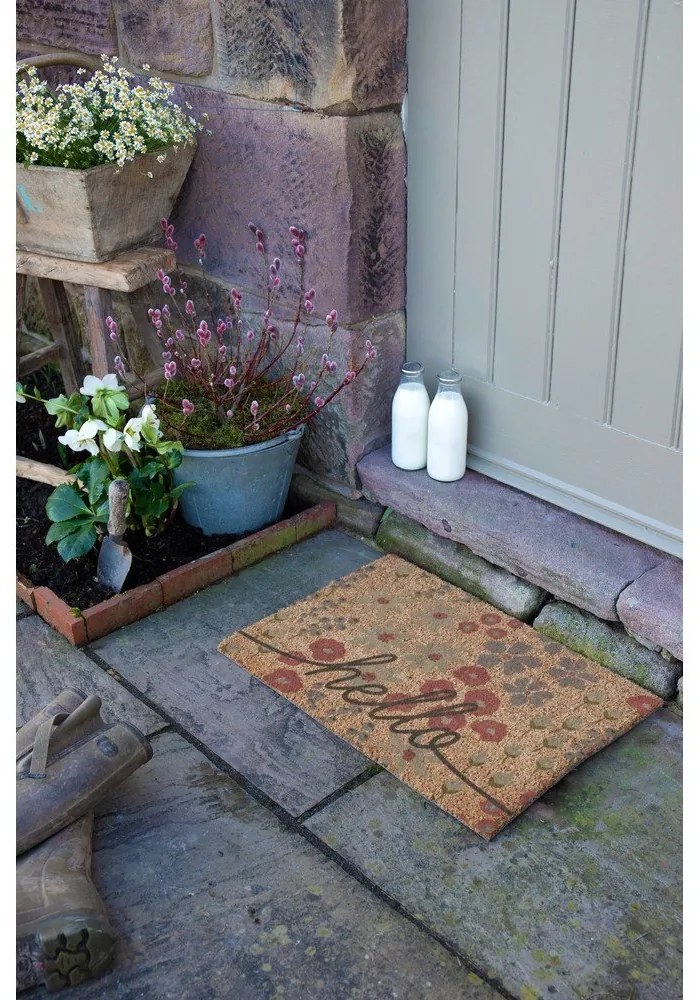 Wycieraczka z włókna kokosowego 40x60 cm Hello Scribbly Floral – Artsy Doormats