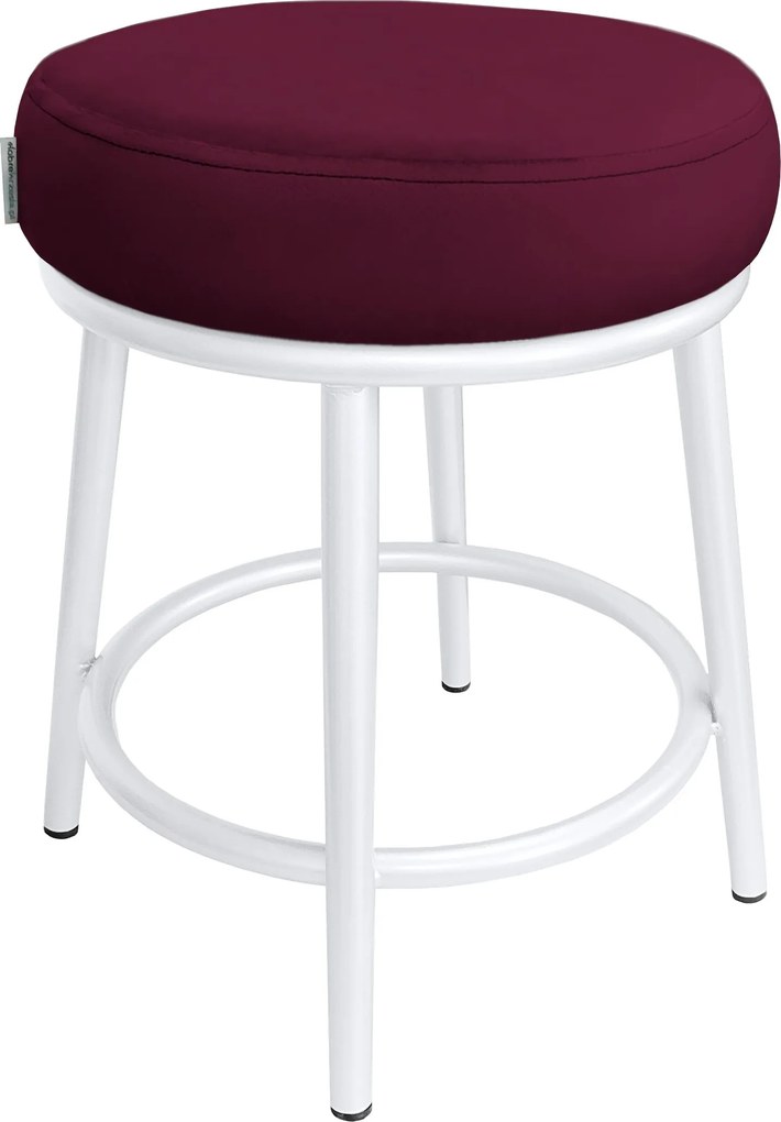 Taboret Ben tkanina Welur stelaż metalowy STOŁEK LOFT : Kolor Stelaża - Biały, Kolor tkaniny - VELVET - MG02, Typ tkaniny - Velvet
