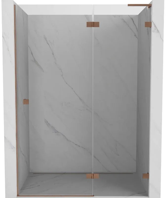 Mexen Lunar L drzwi prysznicowe uchylne prawe 135 cm, transparent, miedź szczotkowana - 834L-135-000-65-00-P