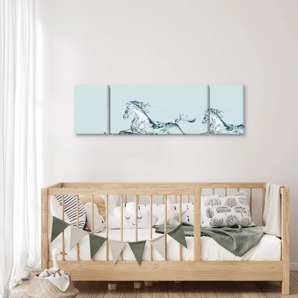 Obraz - Konie z kropli wody (170x50 cm)