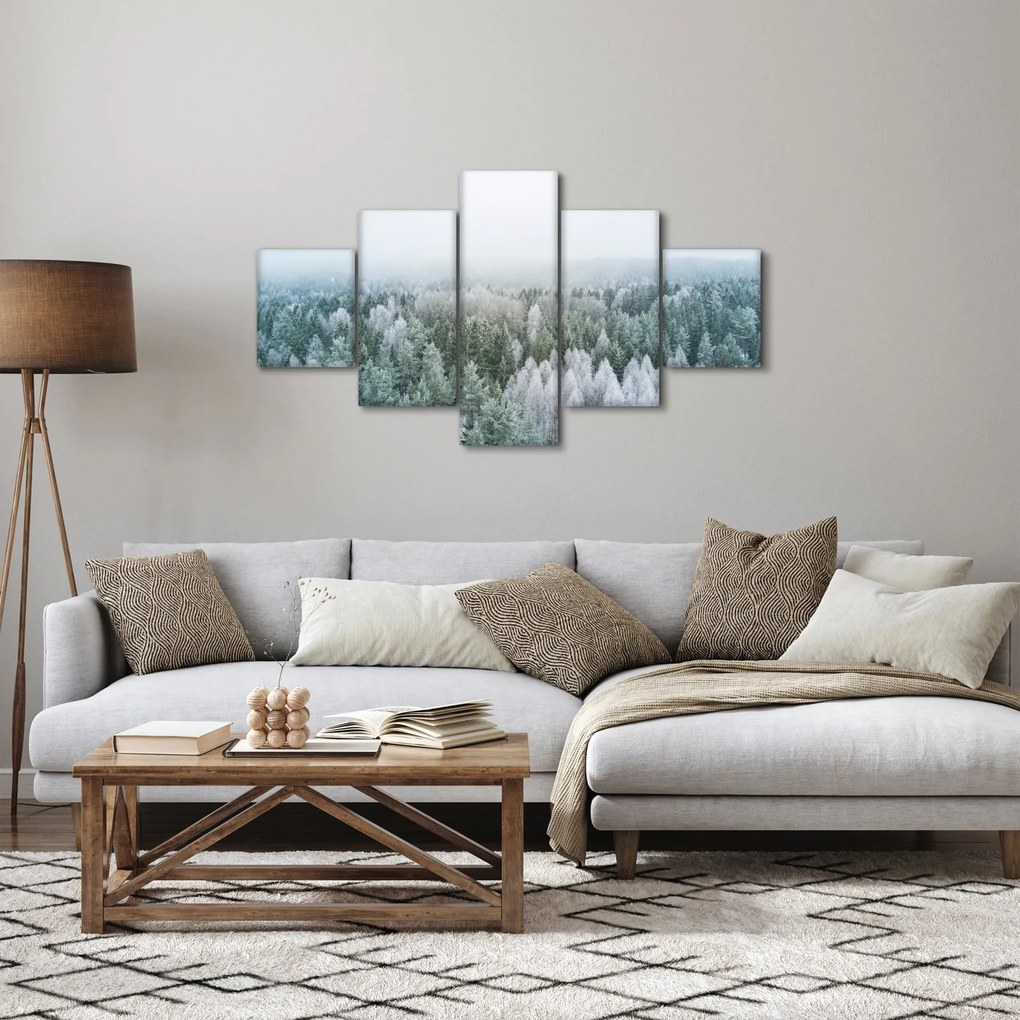 Obraz - Ośnieżone szczyty lasów (125x70 cm)