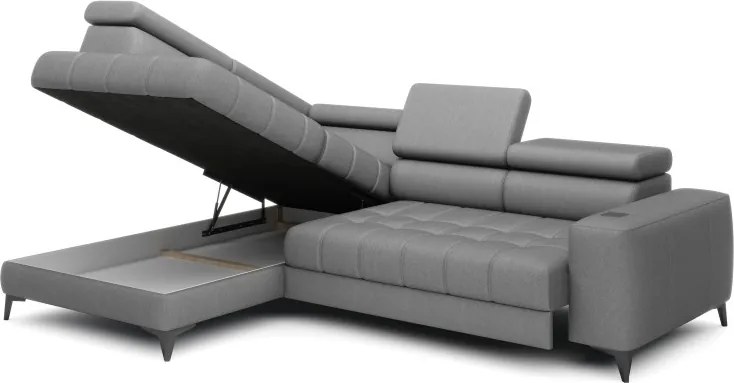 Narożnik BAGGIO Lewostronny z funkcją spania, wolnostojący tkanina LETTO 88 Szary WERSAL