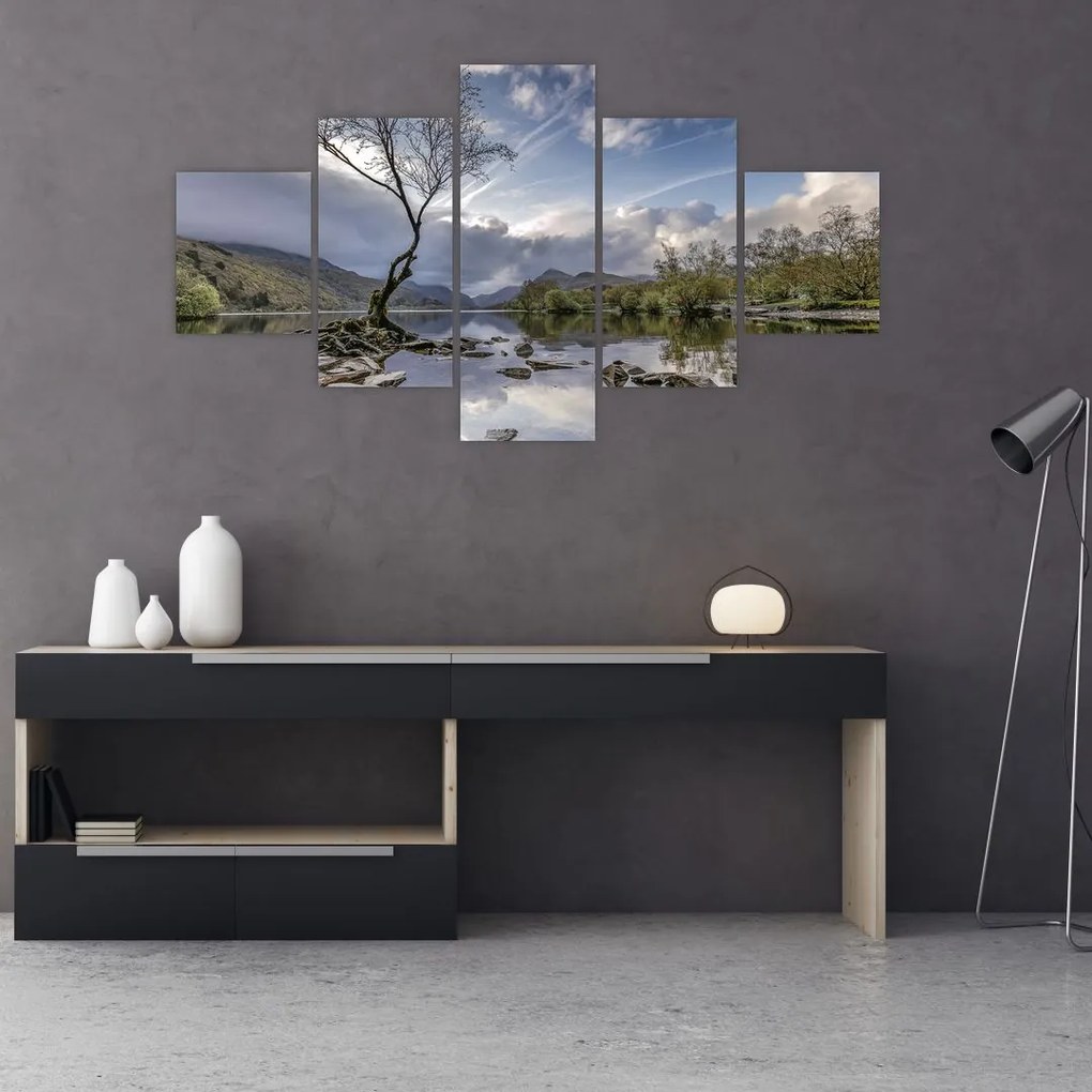 Obraz rzeki z drzewem (125x70 cm)