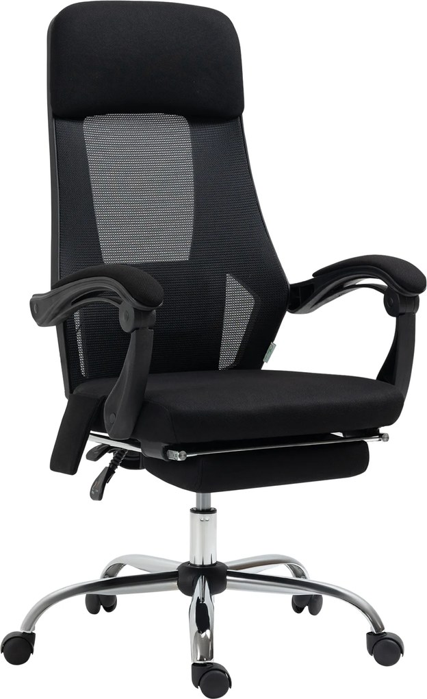 Vinsetto Fotel z masażerem i Ogrzewania Biurowy Krzesło obrotowe z regulacją wysokości Z podnóżkiem Czarny | Aosom PL